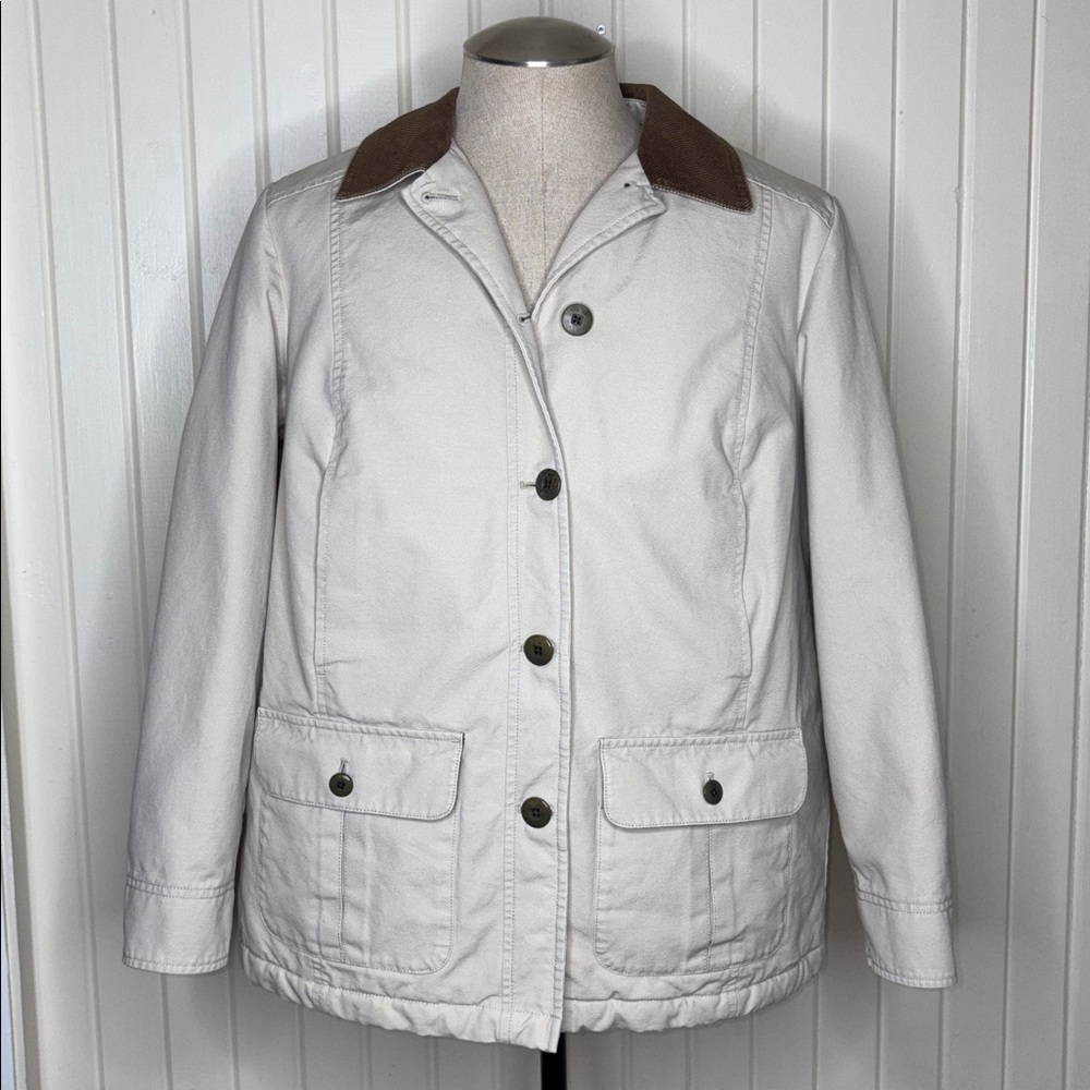 Women's Cream Jacket with Brown Collar